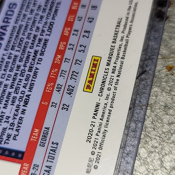 Rookie Card. Anthony Edwards. Panini Marquee. Green prizim. Mint - Picture 7 of 7